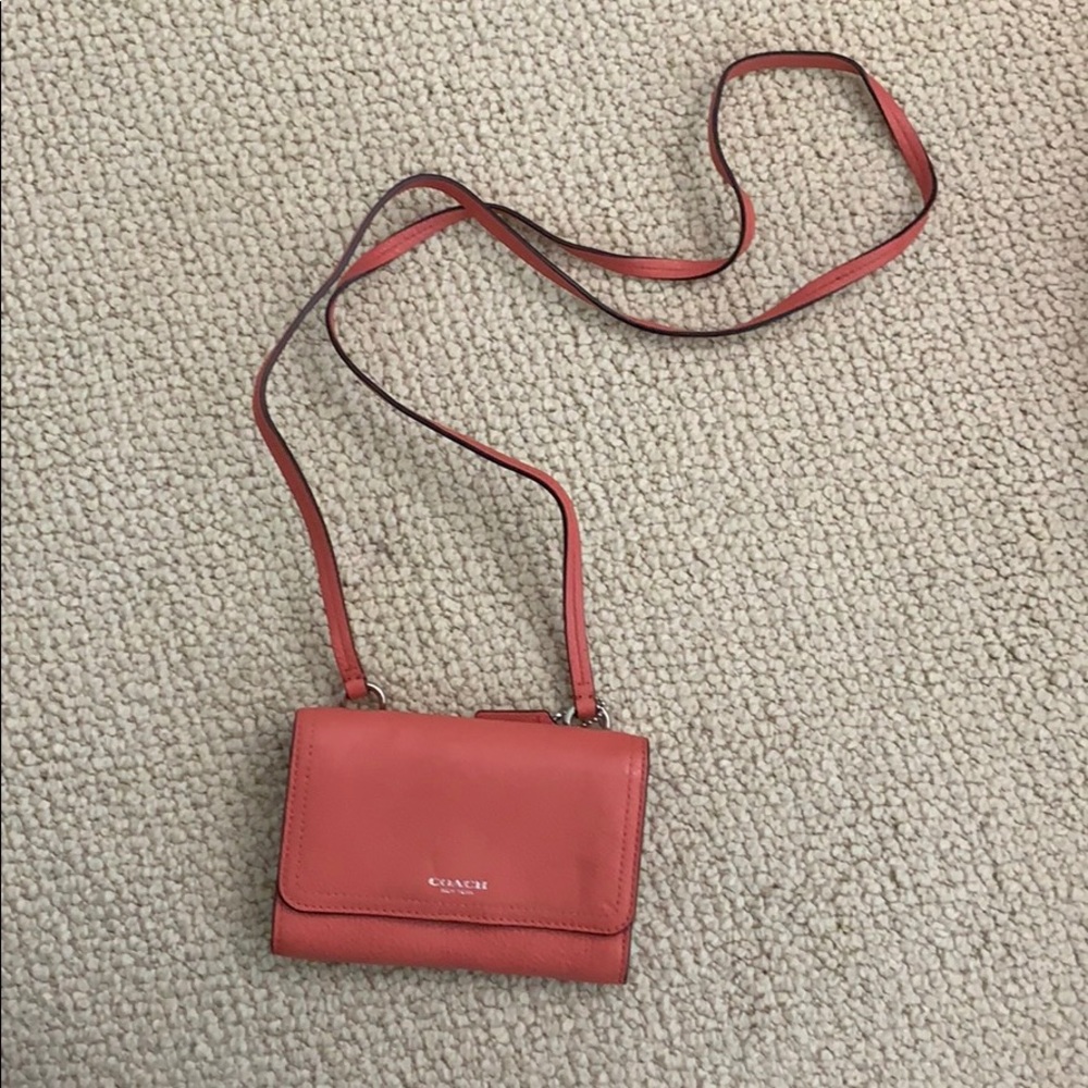 COACH coral mini shoulder strap purse